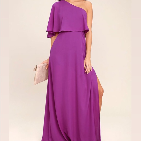 LuLus one shoulder maxi dress - Picture 4 of 6
